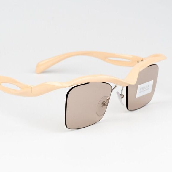 NEW Prada PRA15S 18Q4I2 Peach Light Brown Rectangle Unisex Sunglasses 0PR A15S - Picture 8 of 12